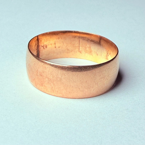 Jewelry - 14k Solid Yellow Gold Classic Plain 6.5mm Wide Band Ring Vintage